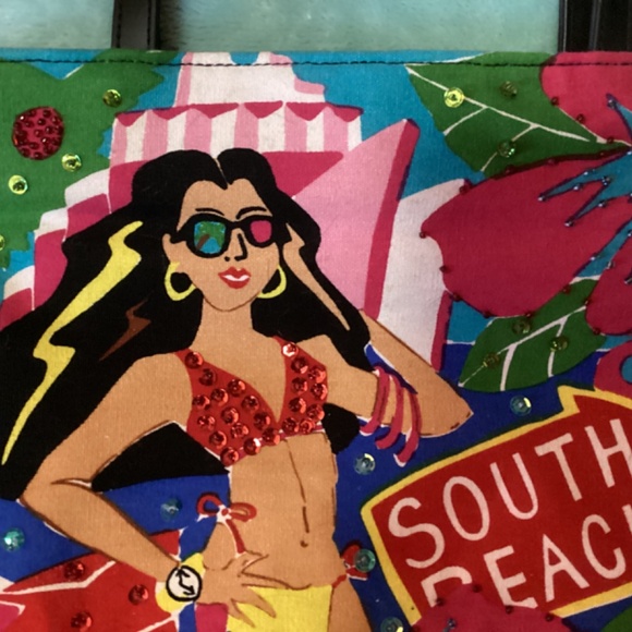 Vintage 90’s SOUTH BEACH TOTE Bag Purse - Picture 2 of 11